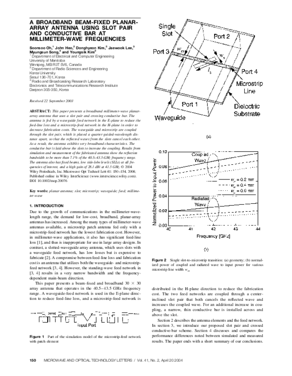(PDF) A broadband beam-fixed planar-array antenna using slot pair and ...