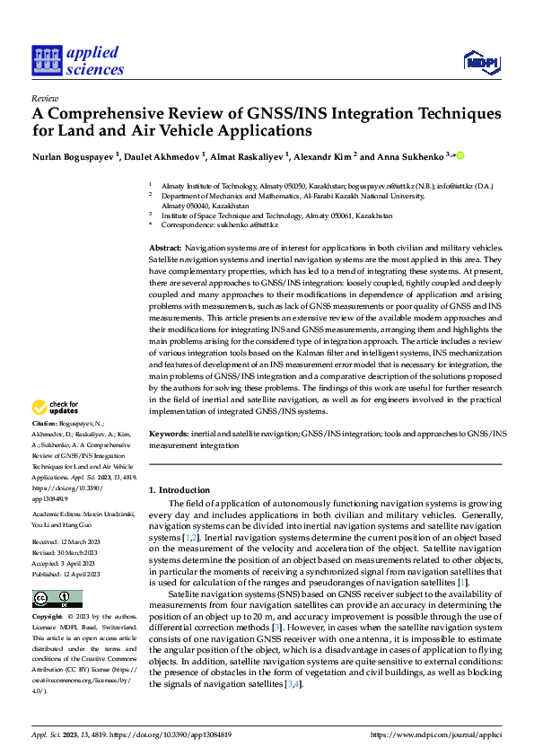 (PDF) A Comprehensive Review of GNSS/INS Integration Techniques for ...
