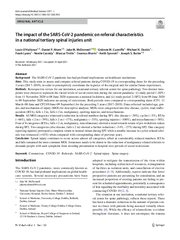(PDF) The impact of the SARS-CoV-2 pandemic on referral characteristics ...