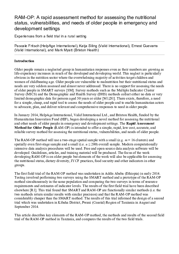 (PDF) RAM-OP: A rapid assessment method for assessing the nutritional ...