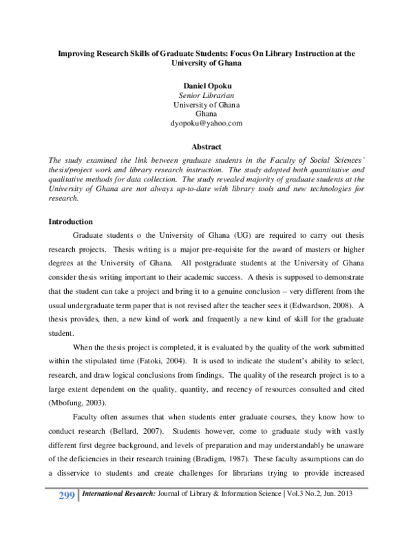 (PDF) Improving Research Skills of Graduate Students: Focus On Library ...