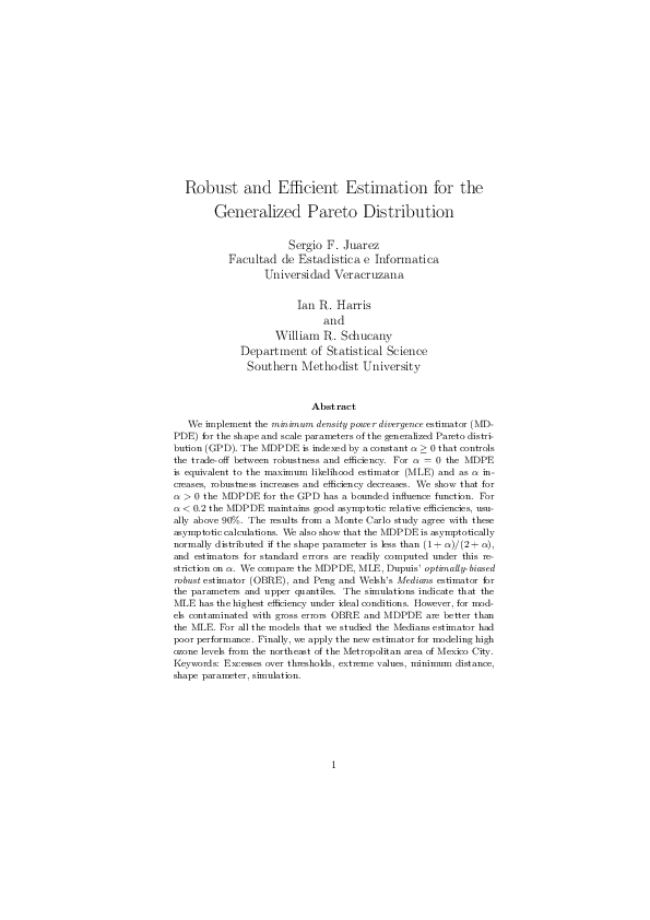 (PDF) Robust and Efficient Estimation for the Generalized Pareto ...