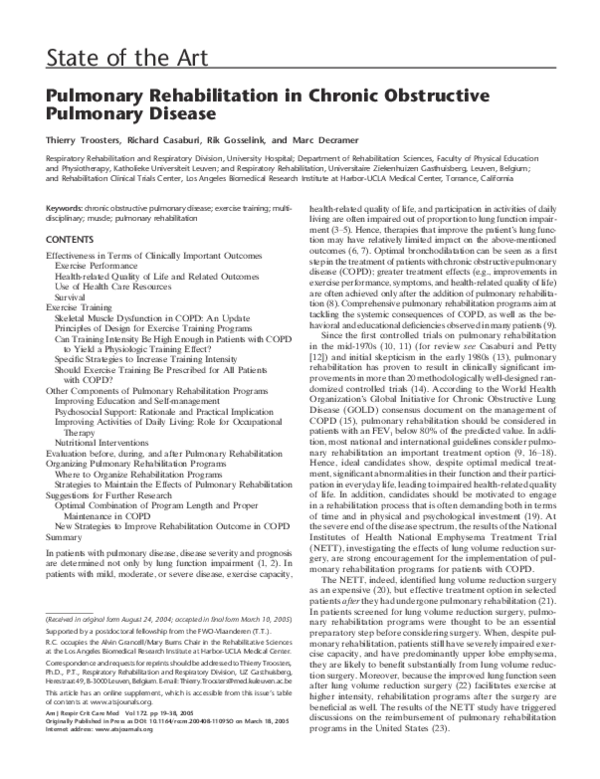 (PDF) Pulmonary Rehabilitation in Chronic Obstructive Pulmonary Disease