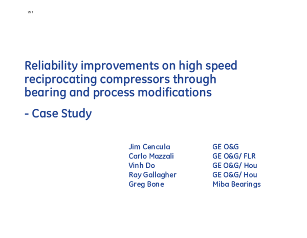(PDF) Reliability Improvements On High Speed Reciprocating Compressors ...