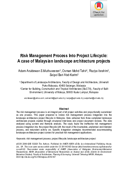 (PDF) Risk Management Process Into Project Lifecycle: A case of ...