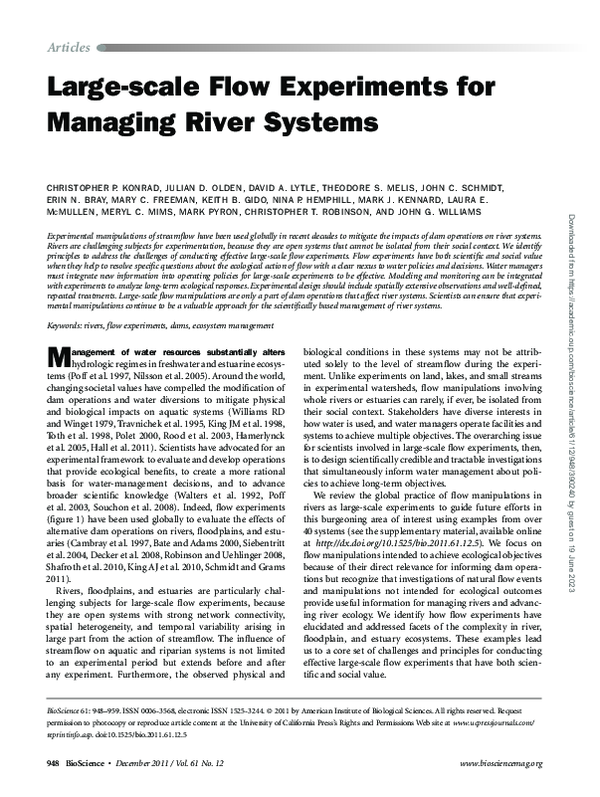 (PDF) Large-scale Flow Experiments for Managing River Systems