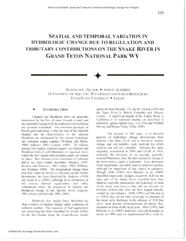 (PDF) Spatial and Temporal Variation in Hydrologic Change Due to ...