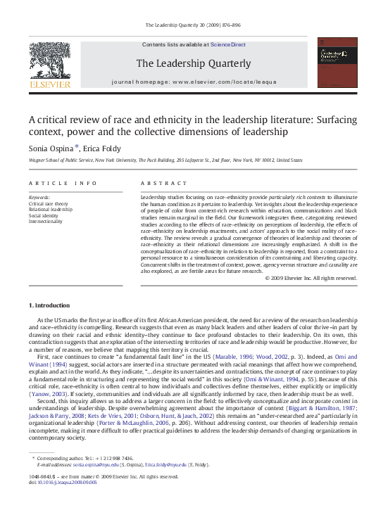 (PDF) A critical review of race and ethnicity in the leadership ...