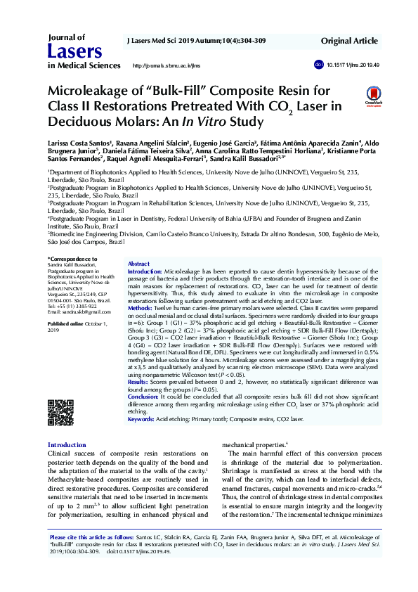 (PDF) Microleakage of "Bulk-Fill" Composite Resin for Class II ...