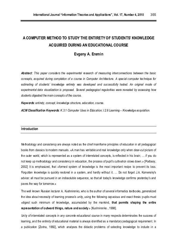 (PDF) A Computer Method to Study the Entirety of Students' Knowledge ...