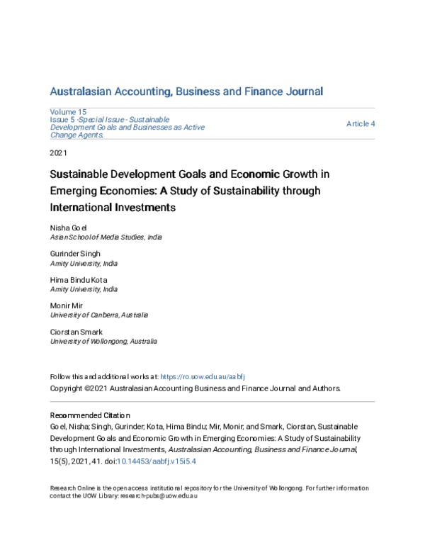 (PDF) Sustainable Development Goals and Economic Growth in Emerging ...