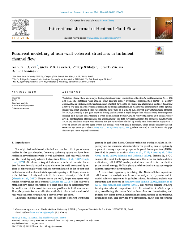 (PDF) Resolvent modelling of near-wall coherent structures in turbulent ...