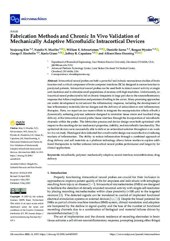 (PDF) Fabrication Methods and Chronic In Vivo Validation of ...
