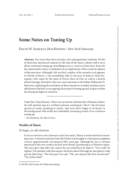 (PDF) Some Notes on Tuning Up