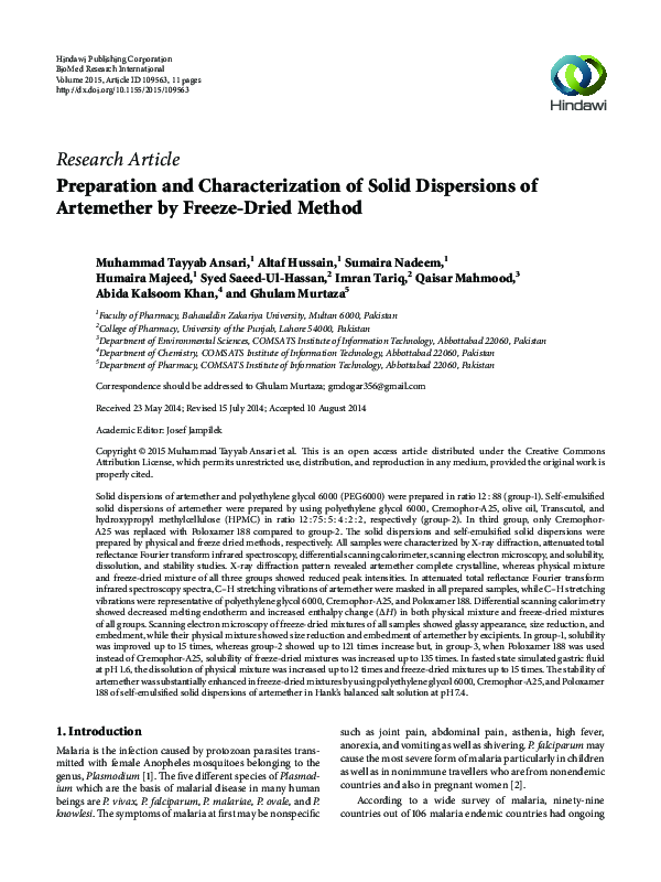 (PDF) Preparation and Characterization of Solid Dispersions of Rofecoxib