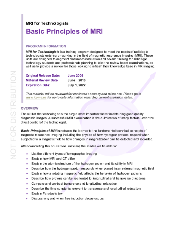 (PDF) Basic principles of MRI