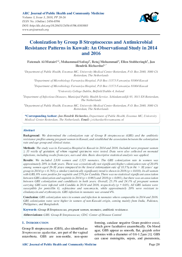 (PDF) Colonization by Group B Streptococcus and Antimicrobial ...