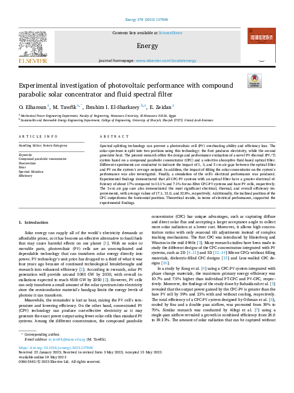 (PDF) Experimental investigation of photovoltaic performance with ...