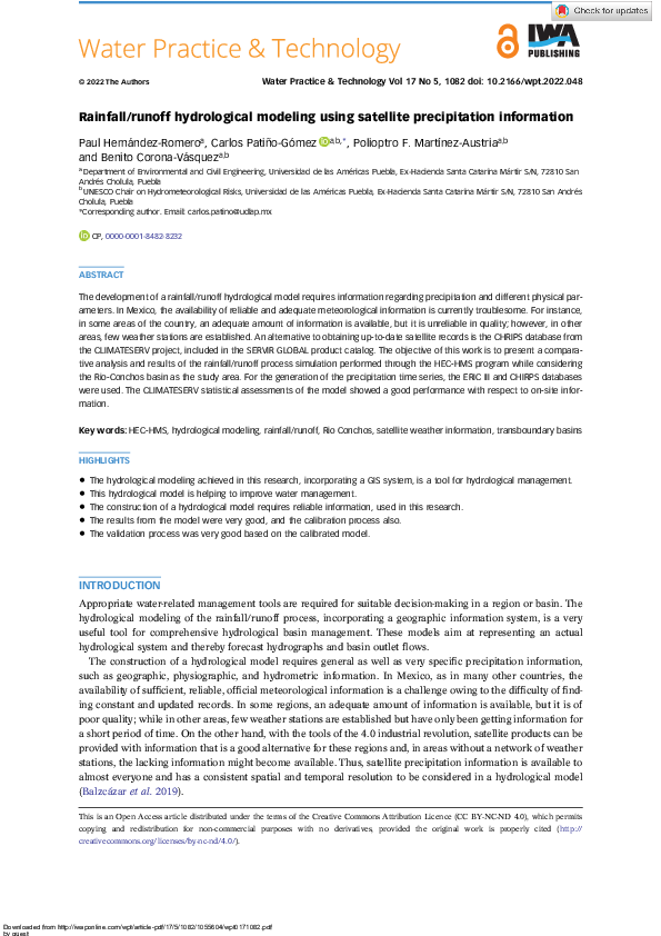 (PDF) Rainfall/runoff hydrological modeling using satellite ...