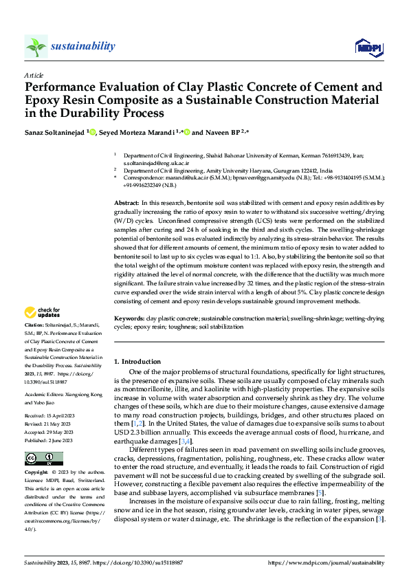 (PDF) Performance Evaluation of Clay Plastic Concrete of Cement and ...