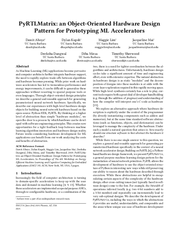 (PDF) PyRTLMatrix: An Object-Oriented Hardware Design Pattern for ...