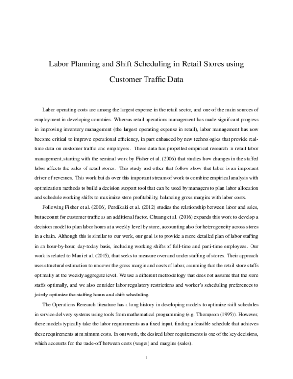 (PDF) Labor Planning and Shift Scheduling in Retail Stores Using ...