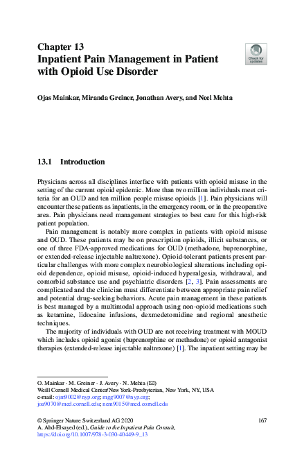 (PDF) Inpatient Pain Management in Patient with Opioid Use Disorder