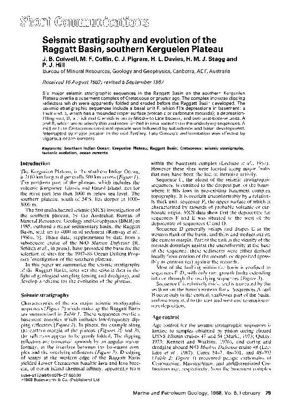 (PDF) Seismic stratigraphy and evolution of the Raggatt Basin, southern ...