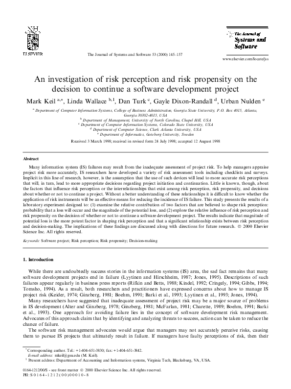 (PDF) An investigation of risk perception and risk propensity on the ...