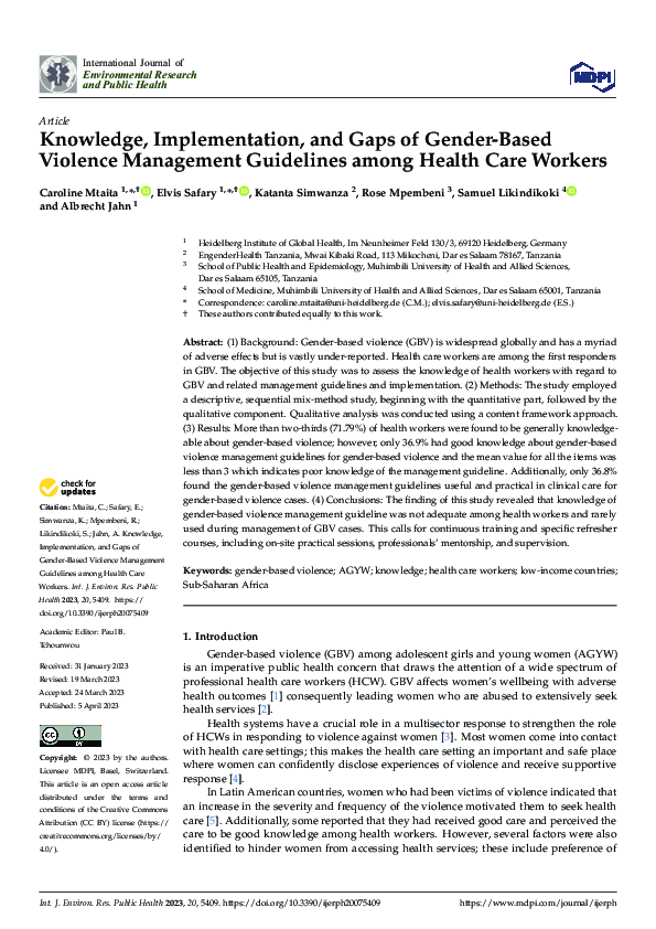 (PDF) Knowledge, Implementation, and Gaps of Gender-Based Violence ...