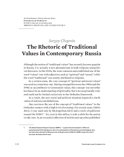 (PDF) The Rhetoric of Traditional Values in Contemporary Russia