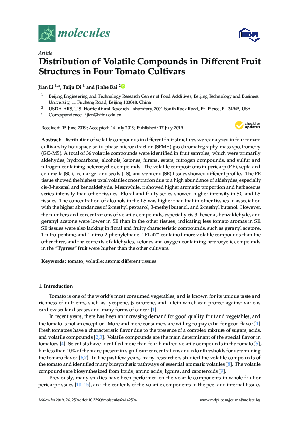 (PDF) Distribution of the volatile compounds in the different parts of ...