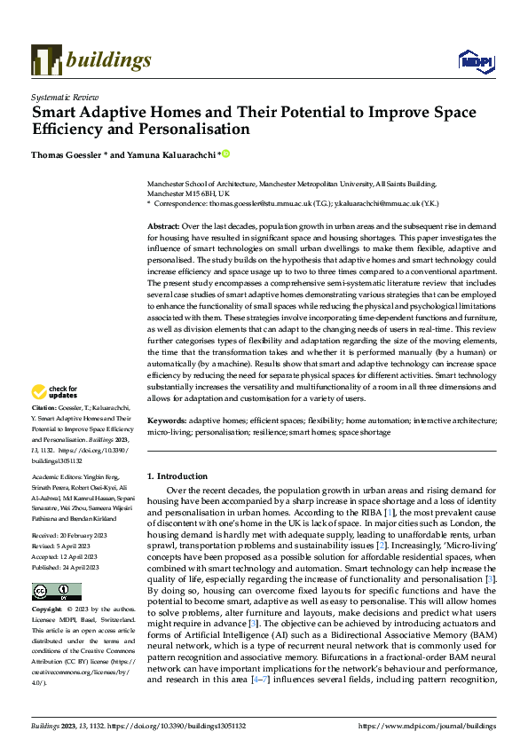(PDF) Smart Adaptive Homes and Their Potential to Improve Space ...