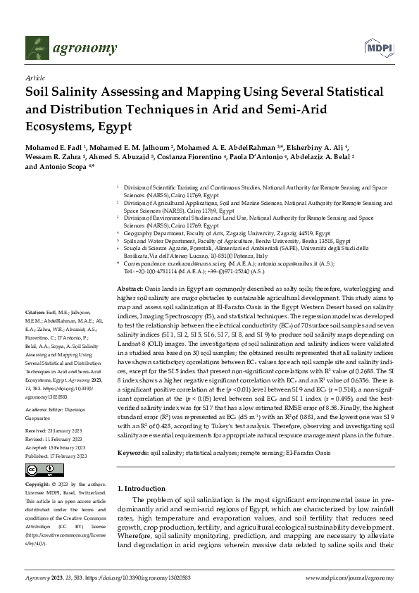 (PDF) Soil Salinity Assessing and Mapping Using Several Statistical and ...