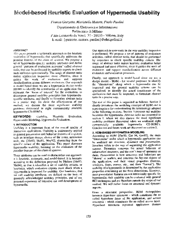 Model-based heuristic evaluation of hypermedia usability