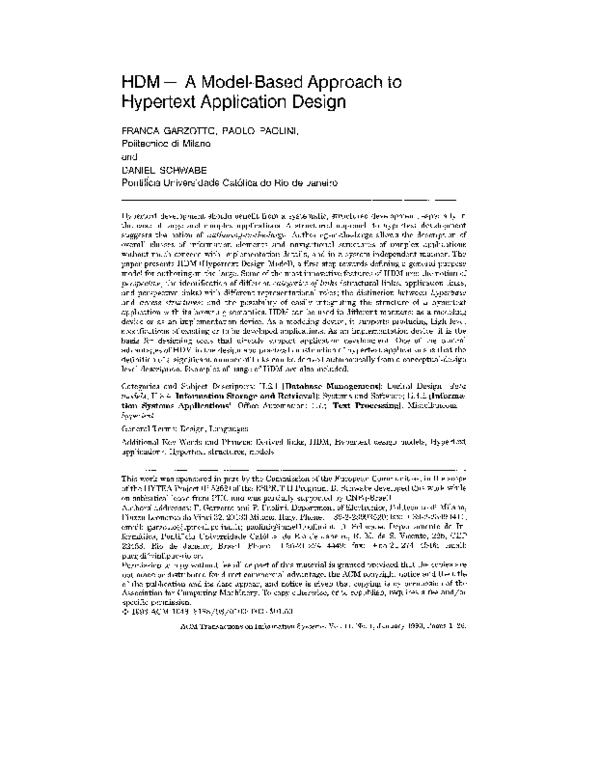 (PDF) HDM—a model-based approach to hypertext application design