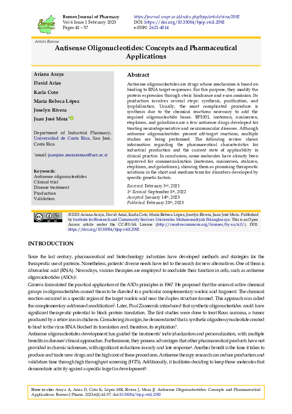 (PDF) Antisense Oligonucleotides: Concepts and Pharmaceutical Applications