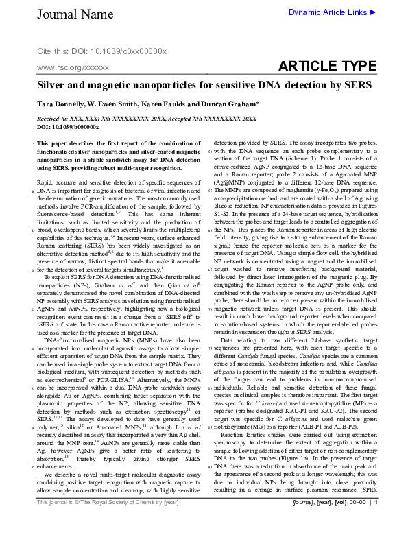 (PDF) Silver and magnetic nanoparticles for sensitive DNA detection by SERS