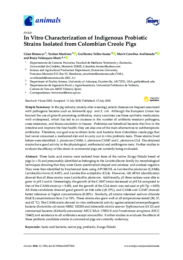 (PDF) In Vitro Characterization of Indigenous Probiotic Strains ...