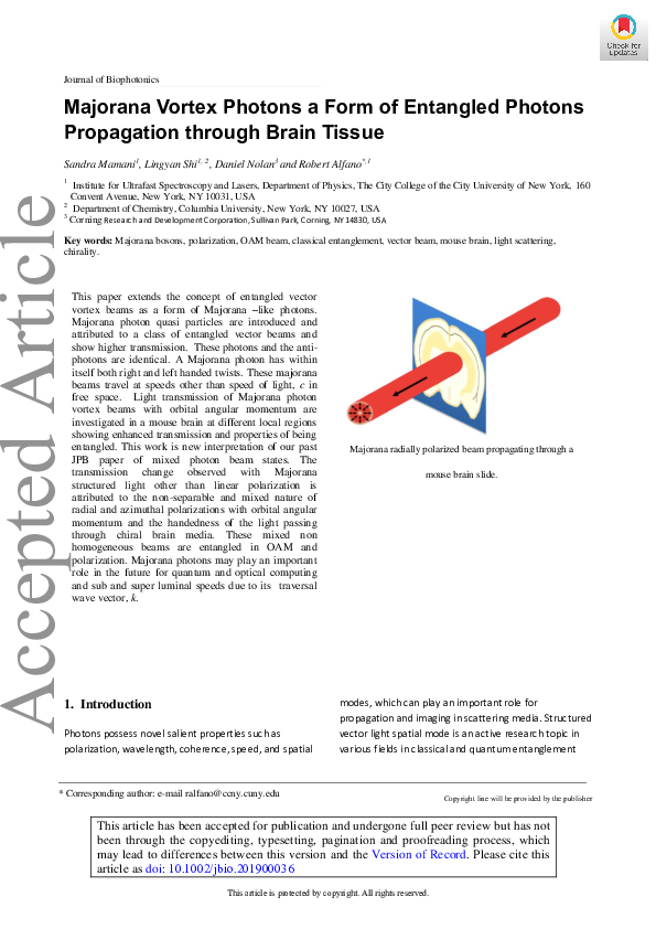(PDF) Majorana vortex photons a form of entangled photons propagation ...