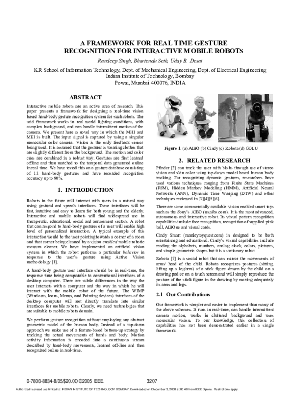 (PDF) A Framework for Real Time Gesture Recognition for Interactive ...