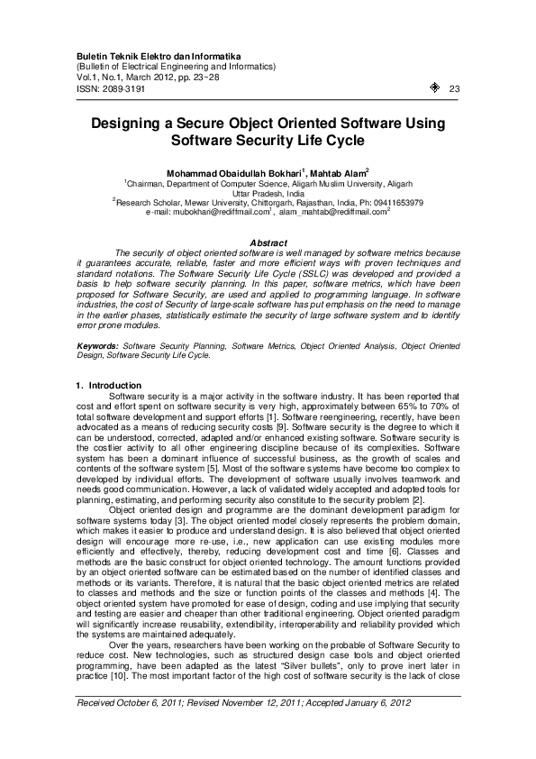 (PDF) Designing a Secure Object Oriented Software Using Software ...
