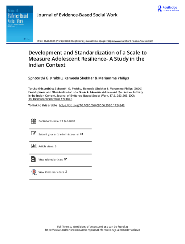 (PDF) Development and Standardization of a Scale to Measure Adolescent ...