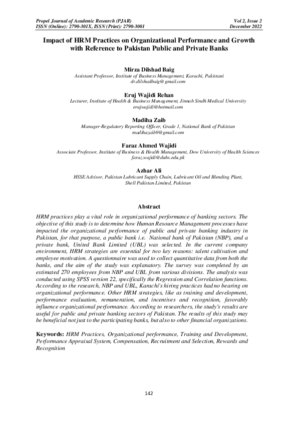 (PDF) Impact of HRM Practices on Organizational Performance and Growth ...