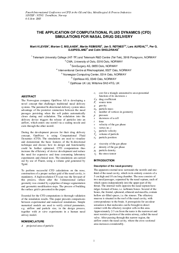 (PDF) The Application of Computational Fluid Dynamics ( CFD ...