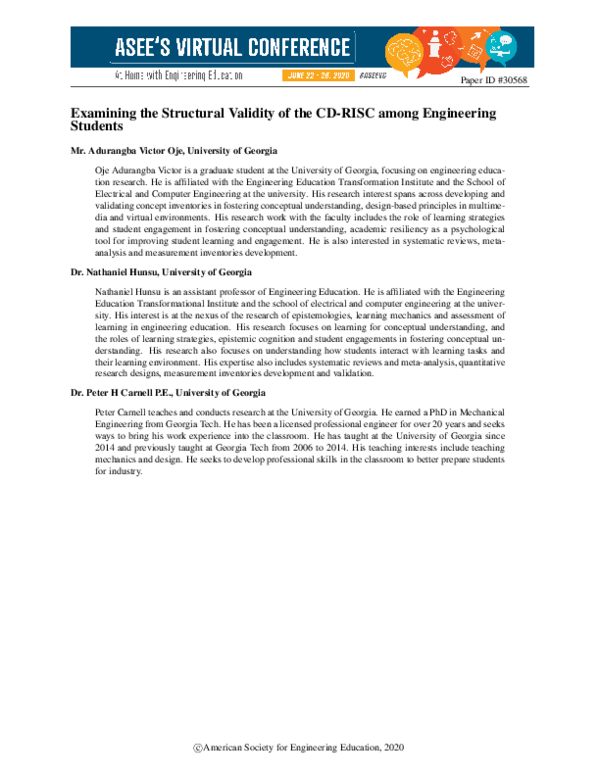 (PDF) Examining the Structural Validity of the CD-RISC Among ...