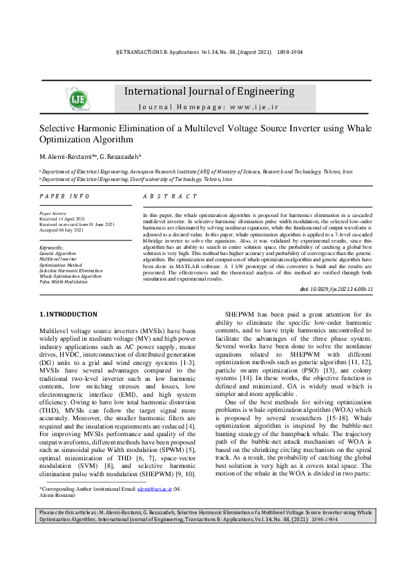 (PDF) Selective Harmonic Elimination of a Multilevel Voltage Source ...