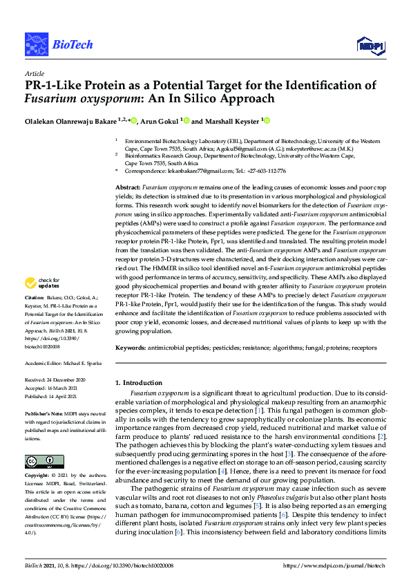 (PDF) PR-1-Like Protein as a Potential Target for the Identification of ...