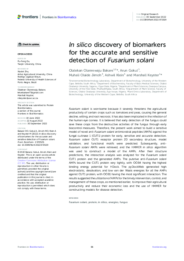 (PDF) In silico discovery of biomarkers for the accurate and sensitive ...