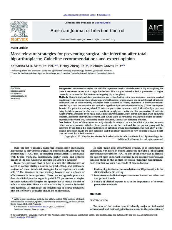 (PDF) Most relevant strategies for preventing surgical site infection ...